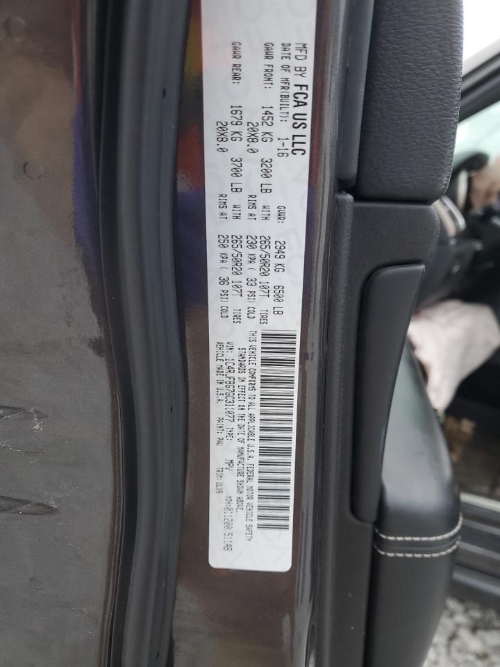 2016 Jeep Grand Cherokee VIN 1C4RJFBG7GC311077 Copart auction photo, rear end / front end damage thumbnail 15