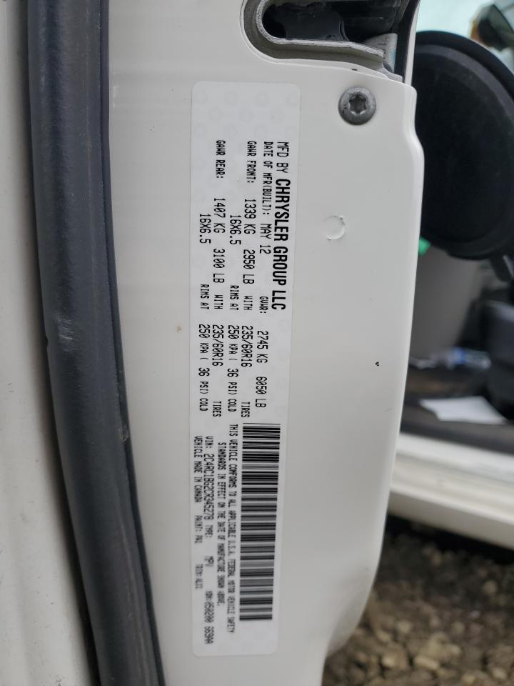 2012 Chrysler Town & Country VIN 2C4RC1BG2CR345278 Copart auction photo, front end / side damage thumbnail 13