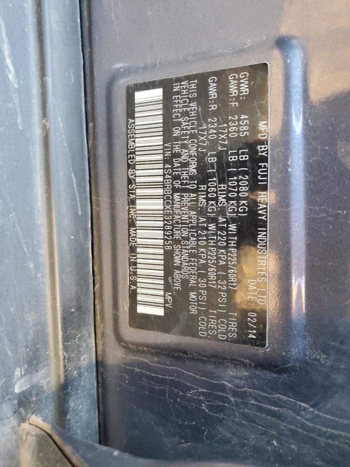 2014 Subaru Outback VIN 4S4BRBCCXE3289258 Copart auction photo, all over damage thumbnail 13