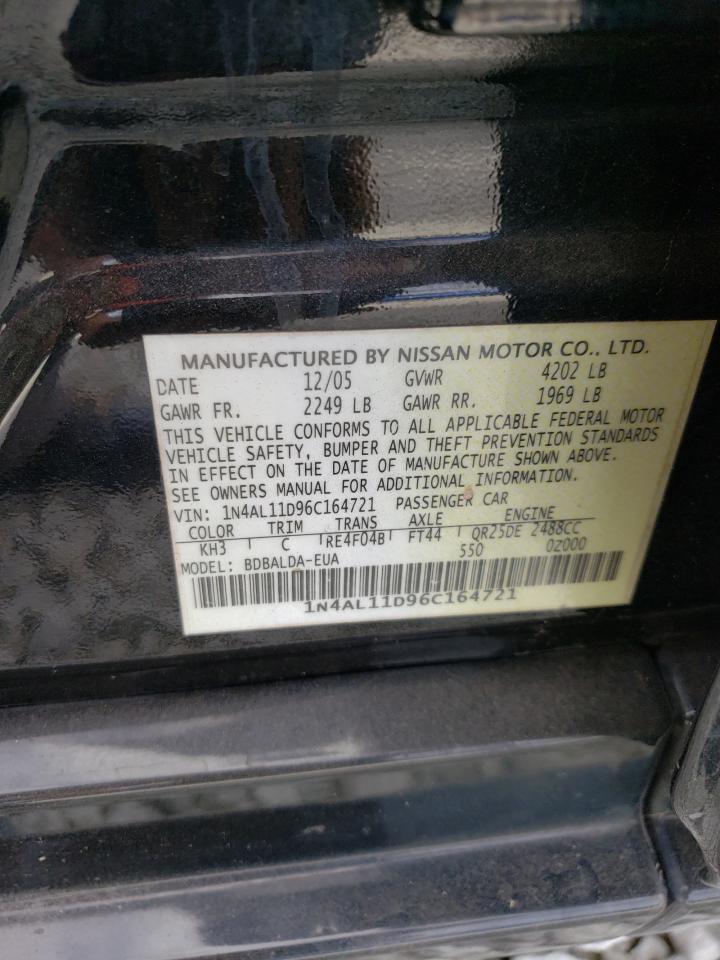 2006 Nissan Altima VIN 1N4AL11D96C164721 Copart auction photo, rear end / minor dent/scratches damage thumbnail 12
