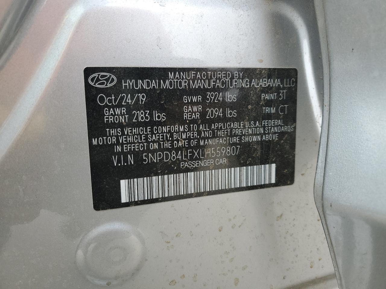 2020 Hyundai Elantra VIN 5NPD84LFXLH559807 Copart auction photo, rollover damage thumbnail 15