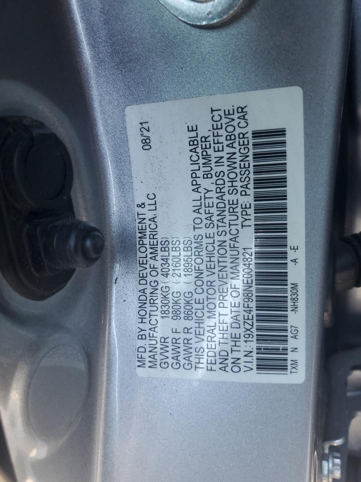 2022 Honda Insight VIN 19XZE4F98NE004821 Copart auction photo, side damage thumbnail 14