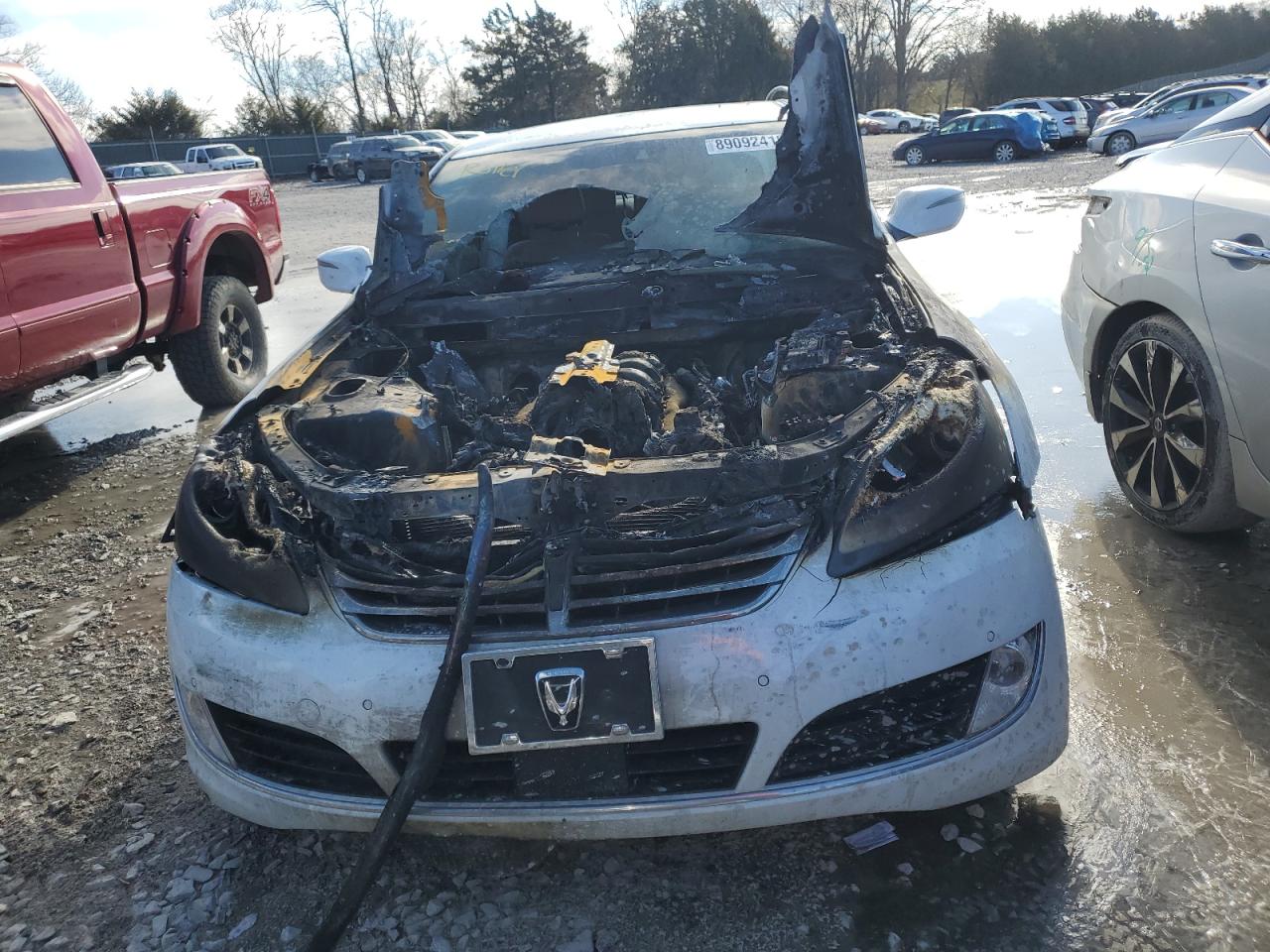 2014 Hyundai Equus VIN KMHGH4JH4EU083043 Copart auction photo, burn - engine damage thumbnail 5