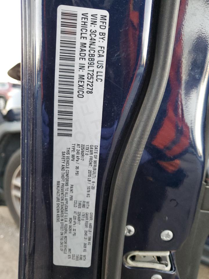 2020 Jeep Compass VIN 3C4NJCBB9LT257278 Copart auction photo, front end / side damage thumbnail 16