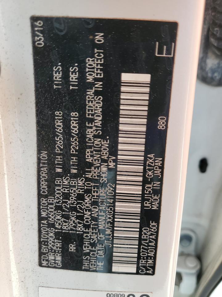 2016 Lexus GX VIN JTJJM7FXXG5141092 Copart auction photo, water/flood / minor dent/scratches damage thumbnail 13