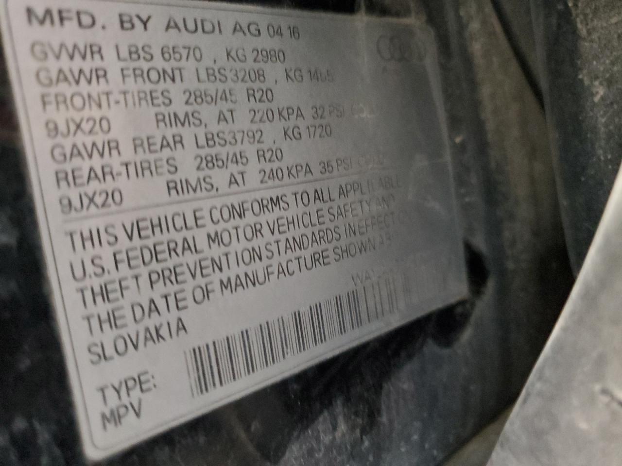 2017 Audi Q7 VIN WA1LAAF7XHD013888 Copart auction photo, minor dent/scratches damage thumbnail 13