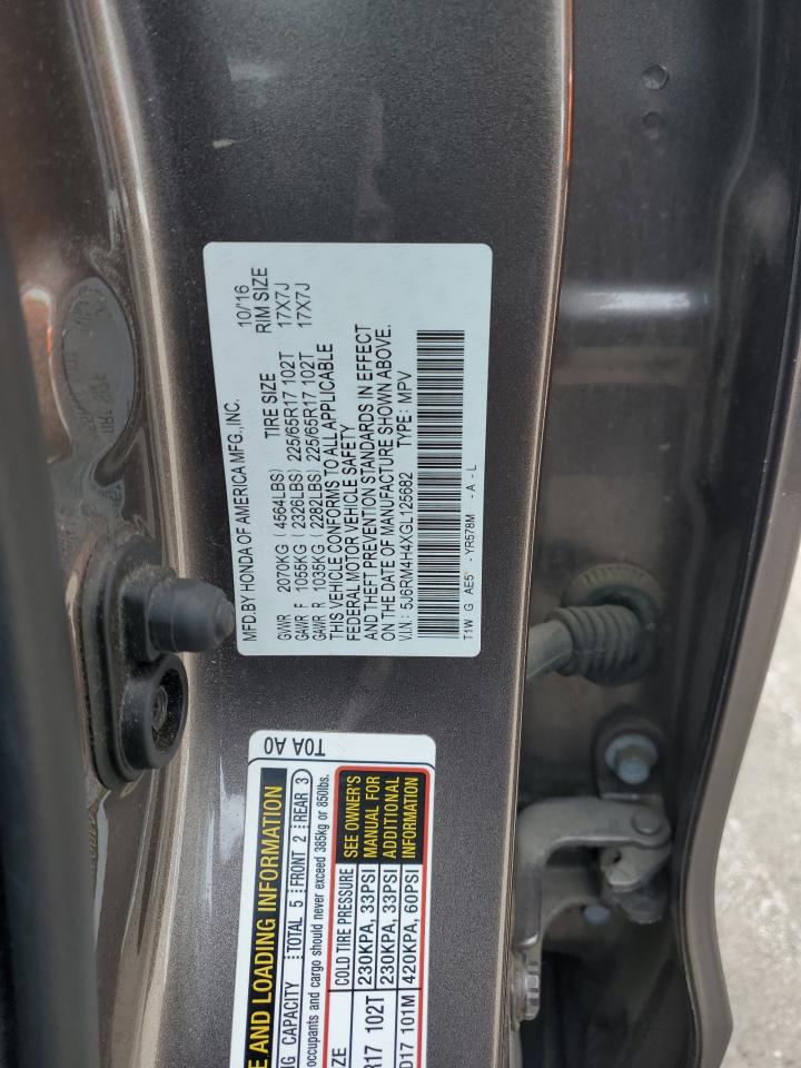 2016 Honda CR-V VIN 5J6RM4H4XGL125682 Copart auction photo, side damage thumbnail 14
