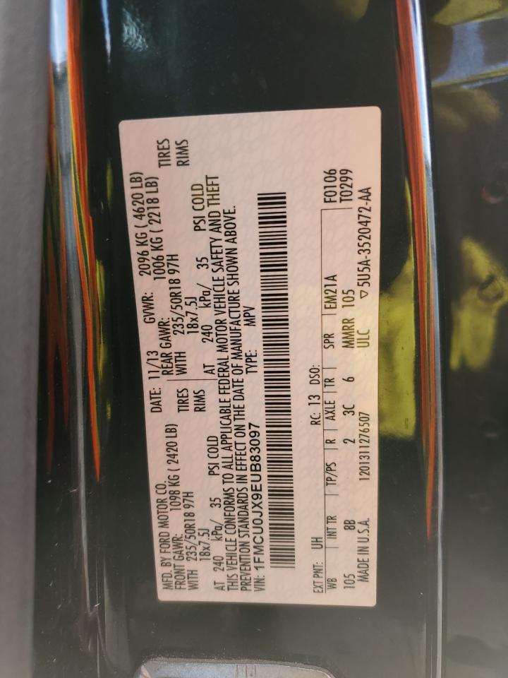2014 Ford Escape VIN 1FMCU0JX9EUB83097 Copart auction photo, all over damage thumbnail 14