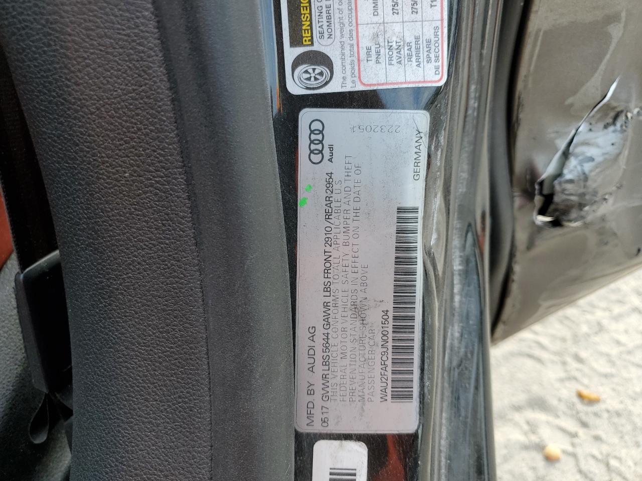 2018 Audi S7 VIN WAU2FAFC9JN001504 Copart auction photo, side damage thumbnail 13