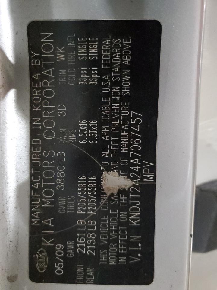 2010 KIA Soul VIN KNDJT2A24A7067457 Copart auction photo, rear end damage thumbnail 12