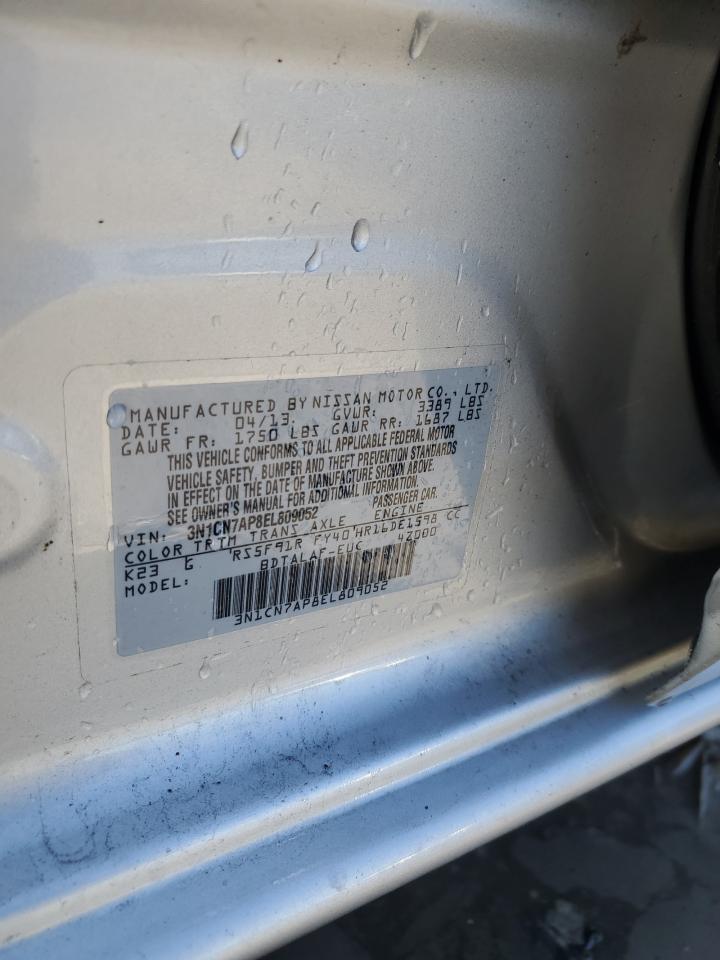 2014 Nissan Versa VIN 3N1CN7AP8EL809052 Copart auction photo, rear end damage thumbnail 13