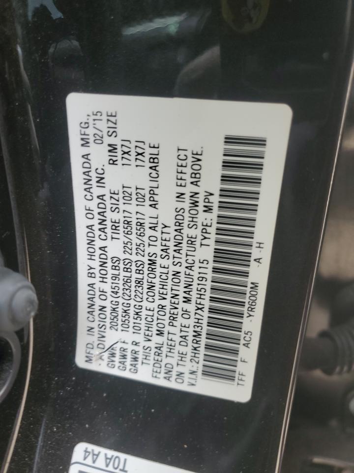 2015 Honda CR-V VIN 2HKRM3H7XFH519115 Copart auction photo, front end damage thumbnail 15