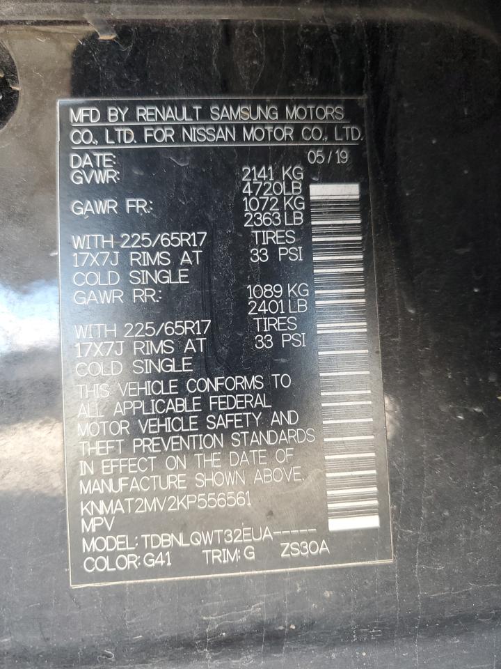 2019 Nissan Rogue VIN KNMAT2MV2KP556561 Copart auction photo, all over damage thumbnail 12
