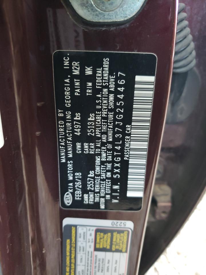 2018 KIA Optima VIN 5XXGT4L37JG254467 Copart auction photo, front end / undercarriage damage thumbnail 12