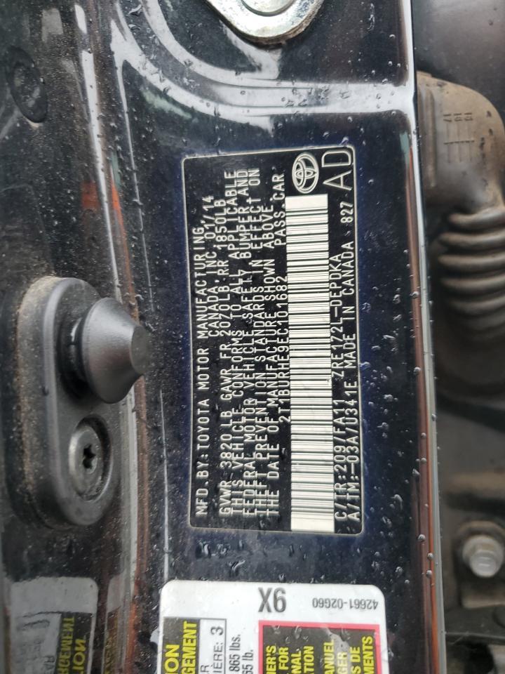 2014 Toyota Corolla VIN 2T1BURHE9EC101682 Copart auction photo, front end damage thumbnail 10