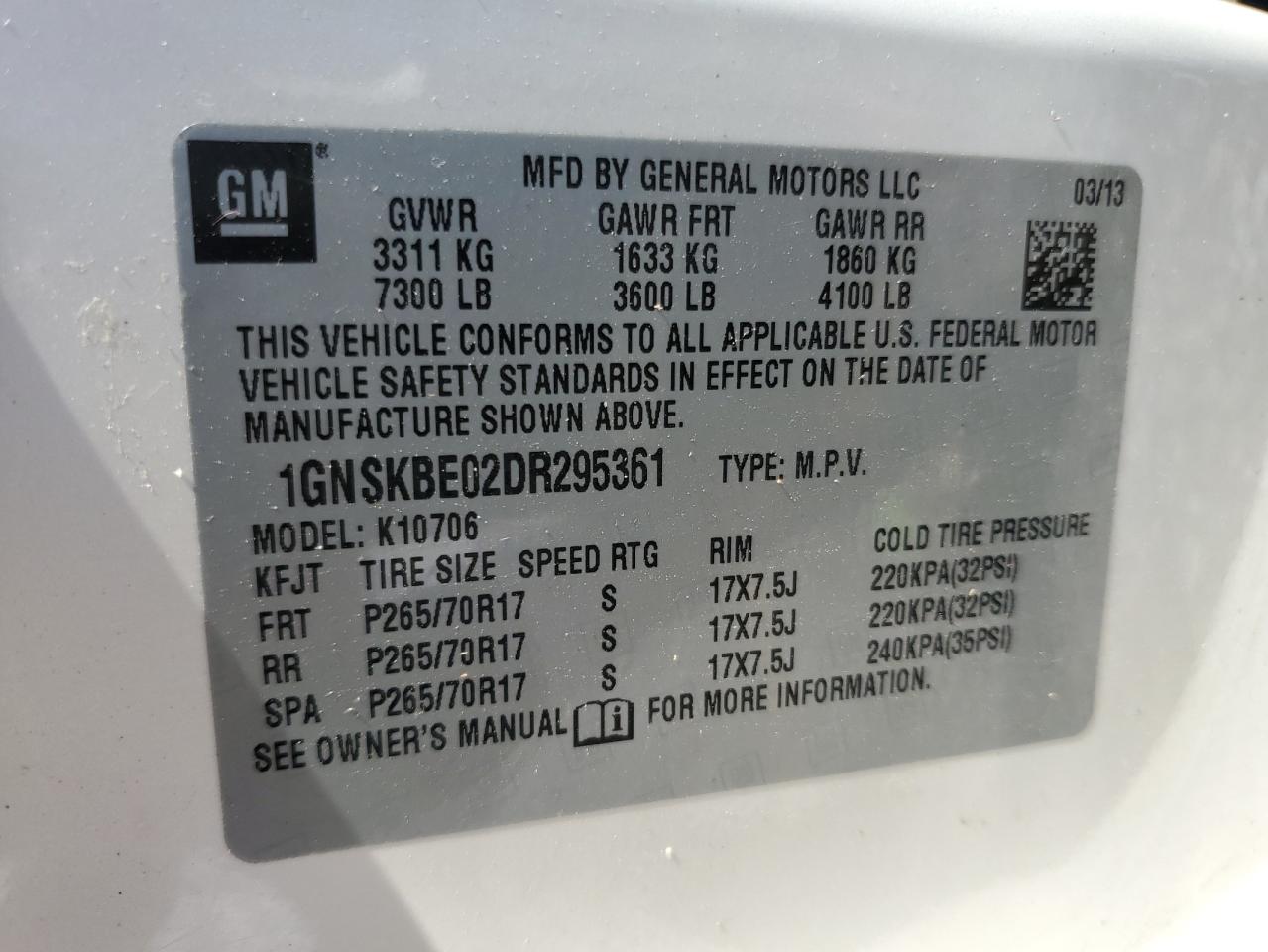 2013 Chevrolet Tahoe VIN 1GNSKBE02DR295361 Copart auction photo, all over damage thumbnail 12