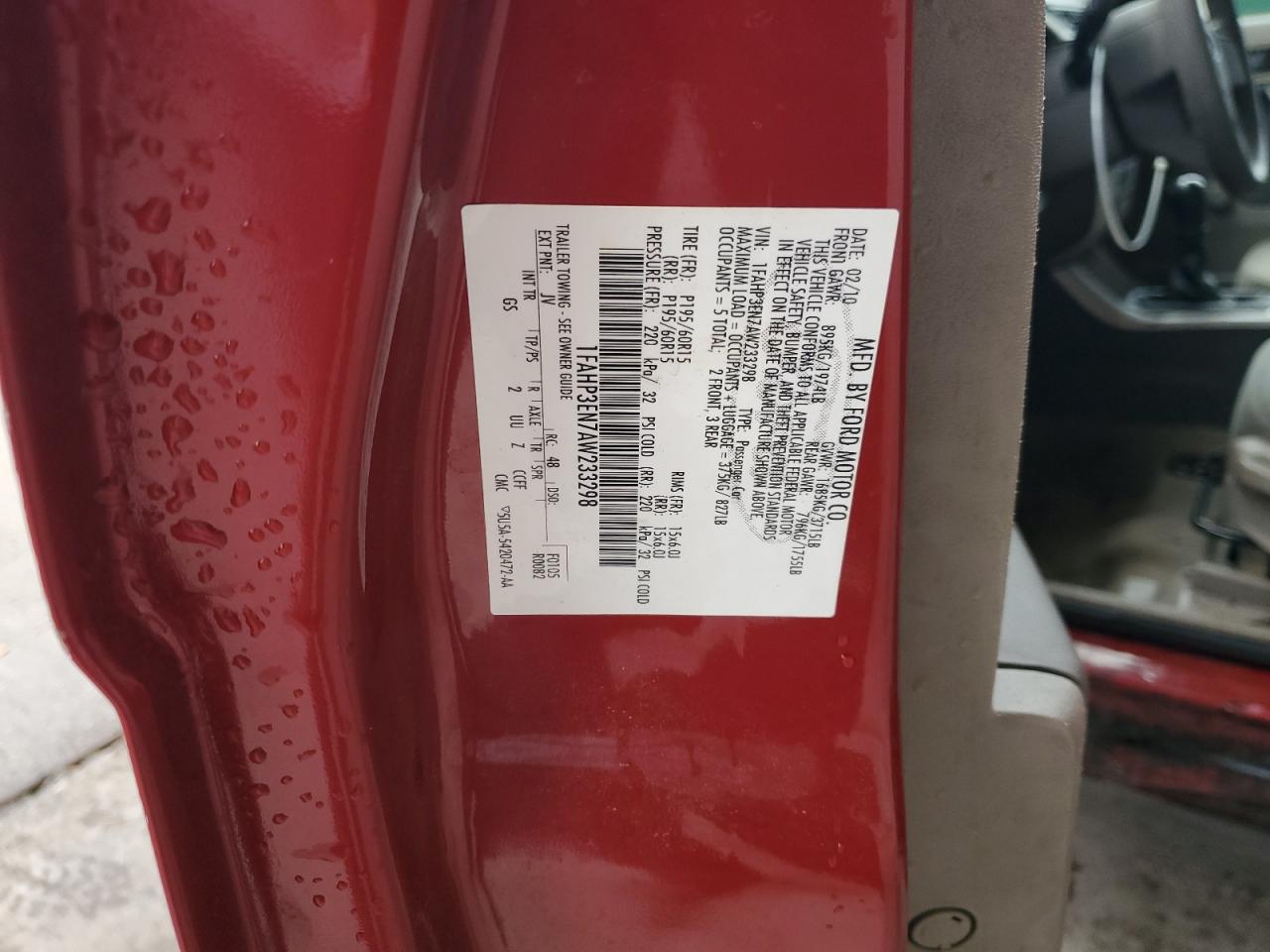2010 Ford Focus VIN 1FAHP3EN7AW233298 Copart auction photo, front end / undercarriage damage thumbnail 14