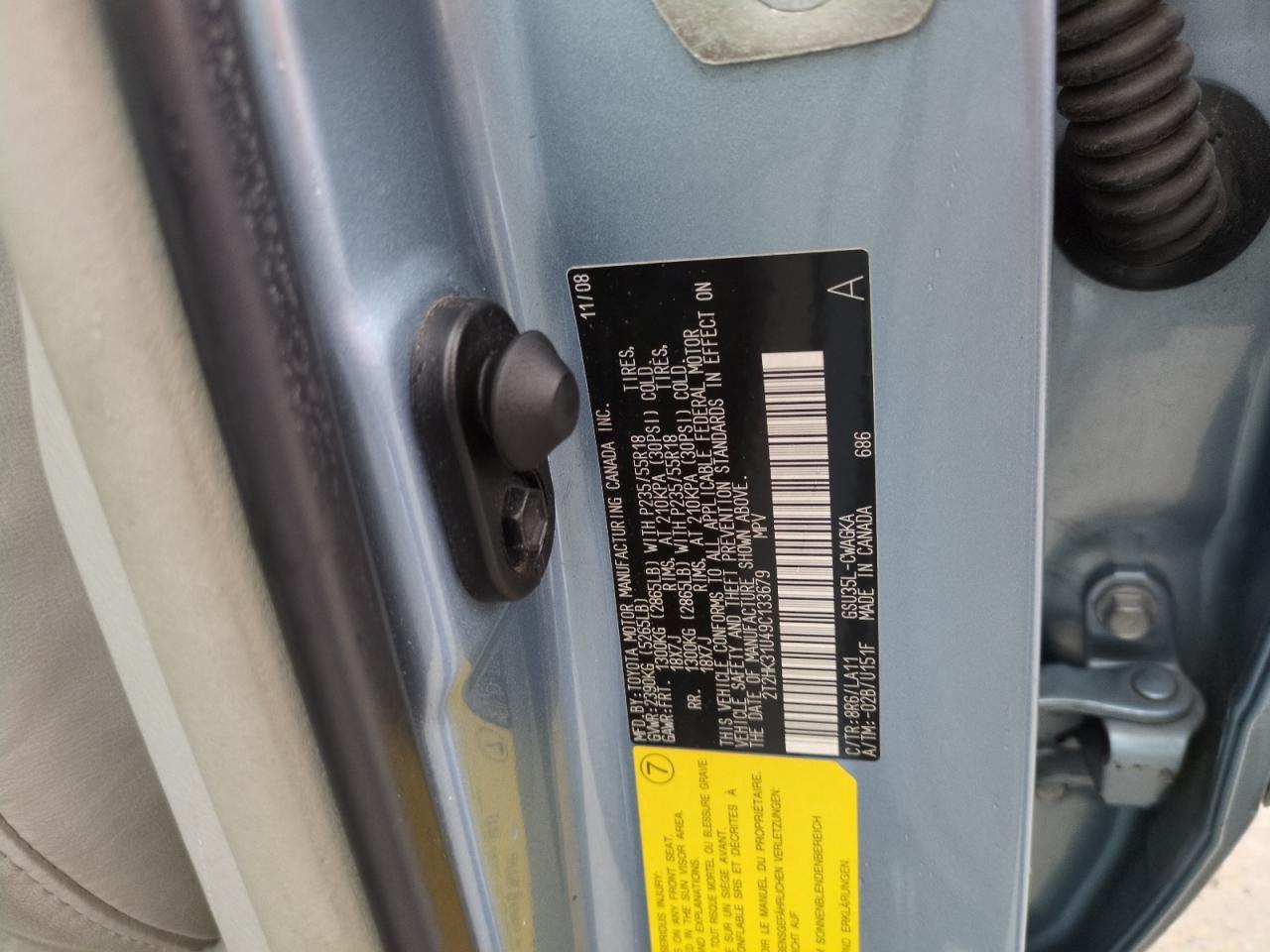 2009 Lexus RX VIN 2T2HK31U49C133679 Copart auction photo, water/flood damage thumbnail 14