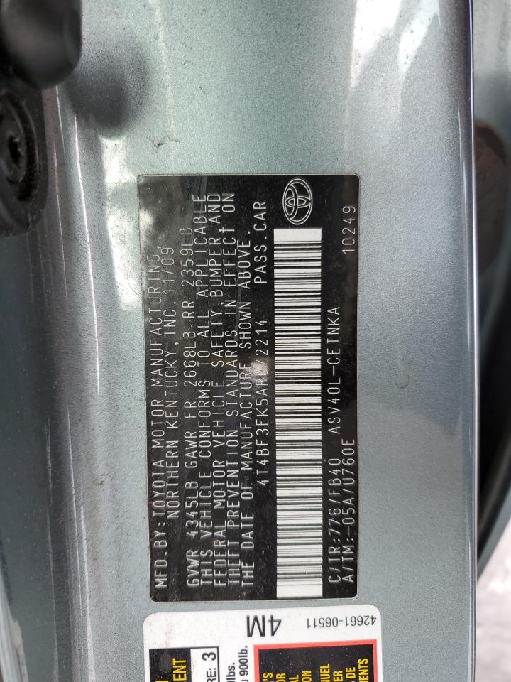2010 Toyota Camry VIN 4T4BF3EK5AR072214 Copart auction photo, front end damage thumbnail 12