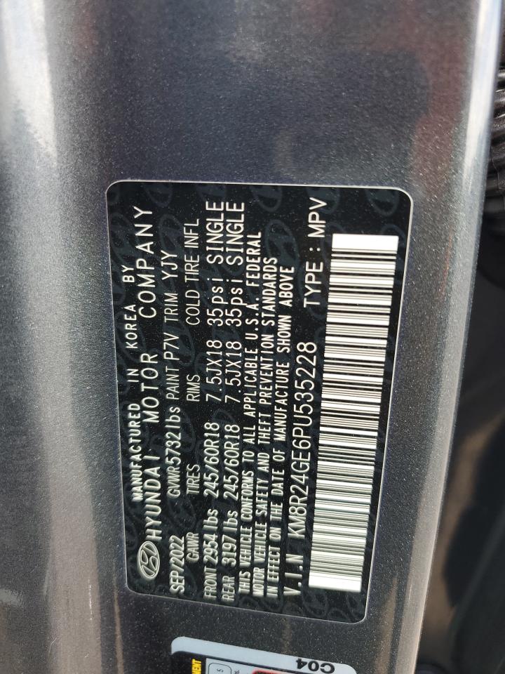 2023 Hyundai Palisade VIN KM8R24GE6PU535228 Copart auction photo, front end / side damage thumbnail 14