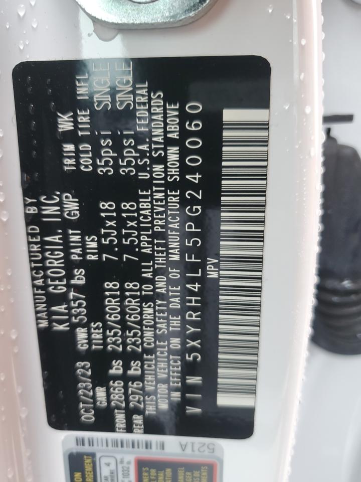2023 KIA Sorento VIN 5XYRH4LF5PG240060 Copart auction photo, side damage thumbnail 13
