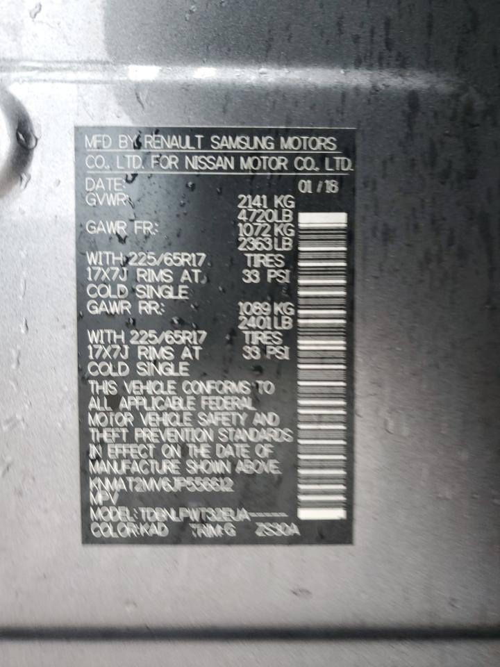 2018 Nissan Rogue VIN KNMAT2MV6JP556612 Copart auction photo, vandalism damage thumbnail 13