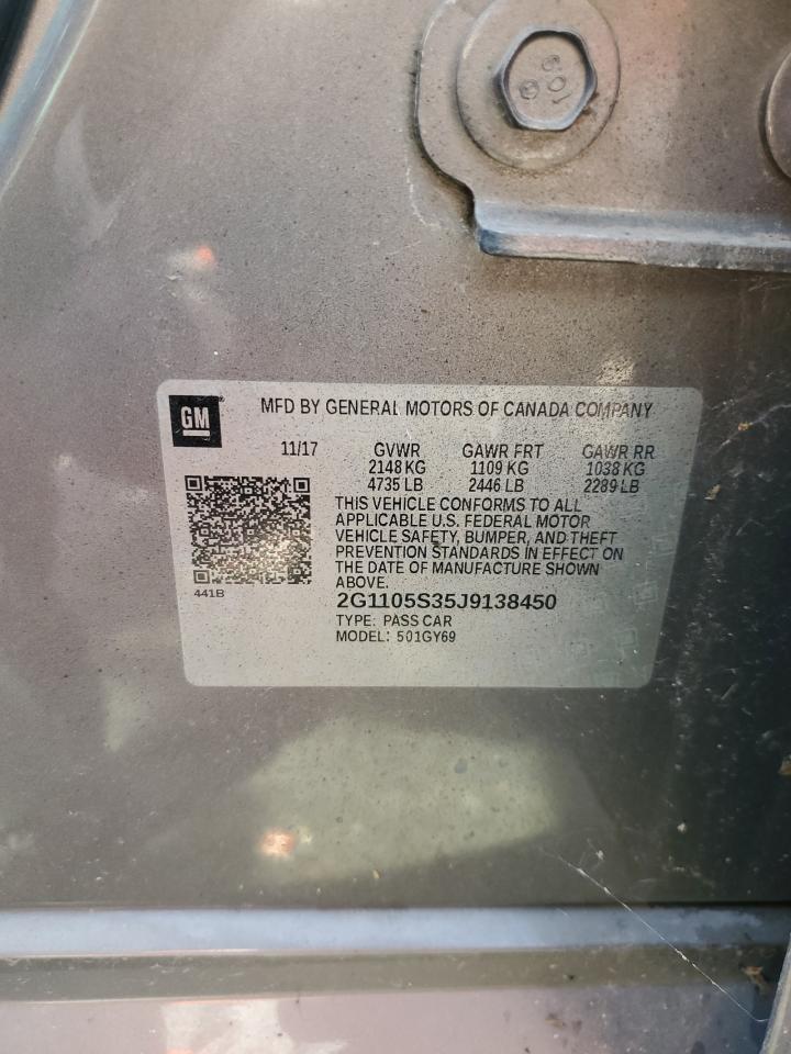 2018 Chevrolet Impala VIN 2G1105S35J9138450 Copart auction photo, front end / rear end damage thumbnail 13