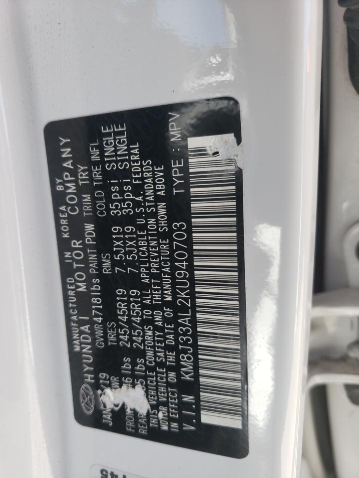2019 Hyundai Tucson VIN KM8J33AL2KU940703 Copart auction photo, front end damage thumbnail 14