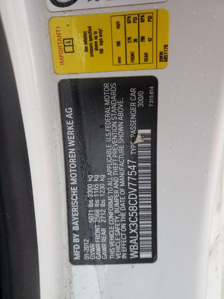 2012 BMW 6er VIN WBALX3C58CDV77547 Copart auction photo, front end damage thumbnail 14