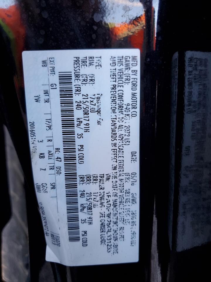 2016 Ford Focus VIN 1FADP3K25GL331233 Copart auction photo, front end / minor dent/scratches damage thumbnail 13