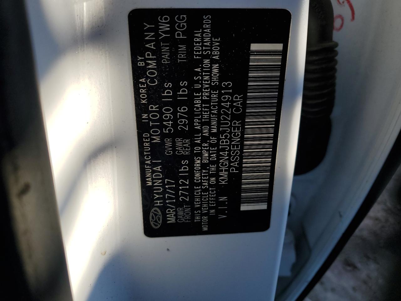 2018 Genesis G80 VIN KMHGN4JB5JU224913 Copart auction photo, front end damage thumbnail 13