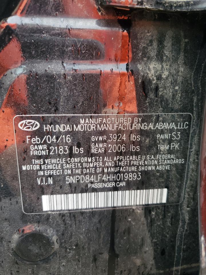 2017 Hyundai Elantra VIN 5NPD84LF4HH019893 Copart auction photo, vandalism damage thumbnail 12