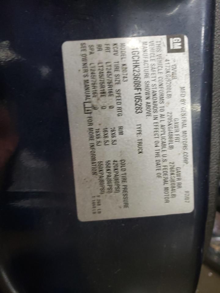 2008 Chevrolet Silverado VIN 1GCHK23608F105283 Copart auction photo, front end damage thumbnail 12