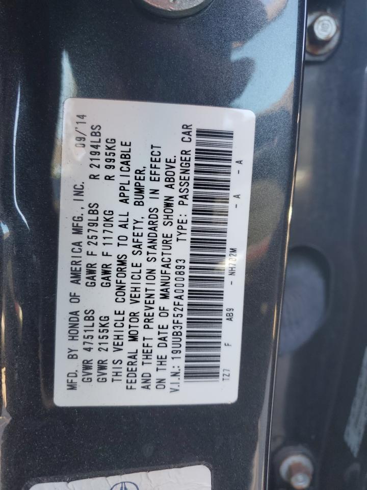 2015 Acura TLX VIN 19UUB3F52FA000893 Copart auction photo, front end damage thumbnail 12