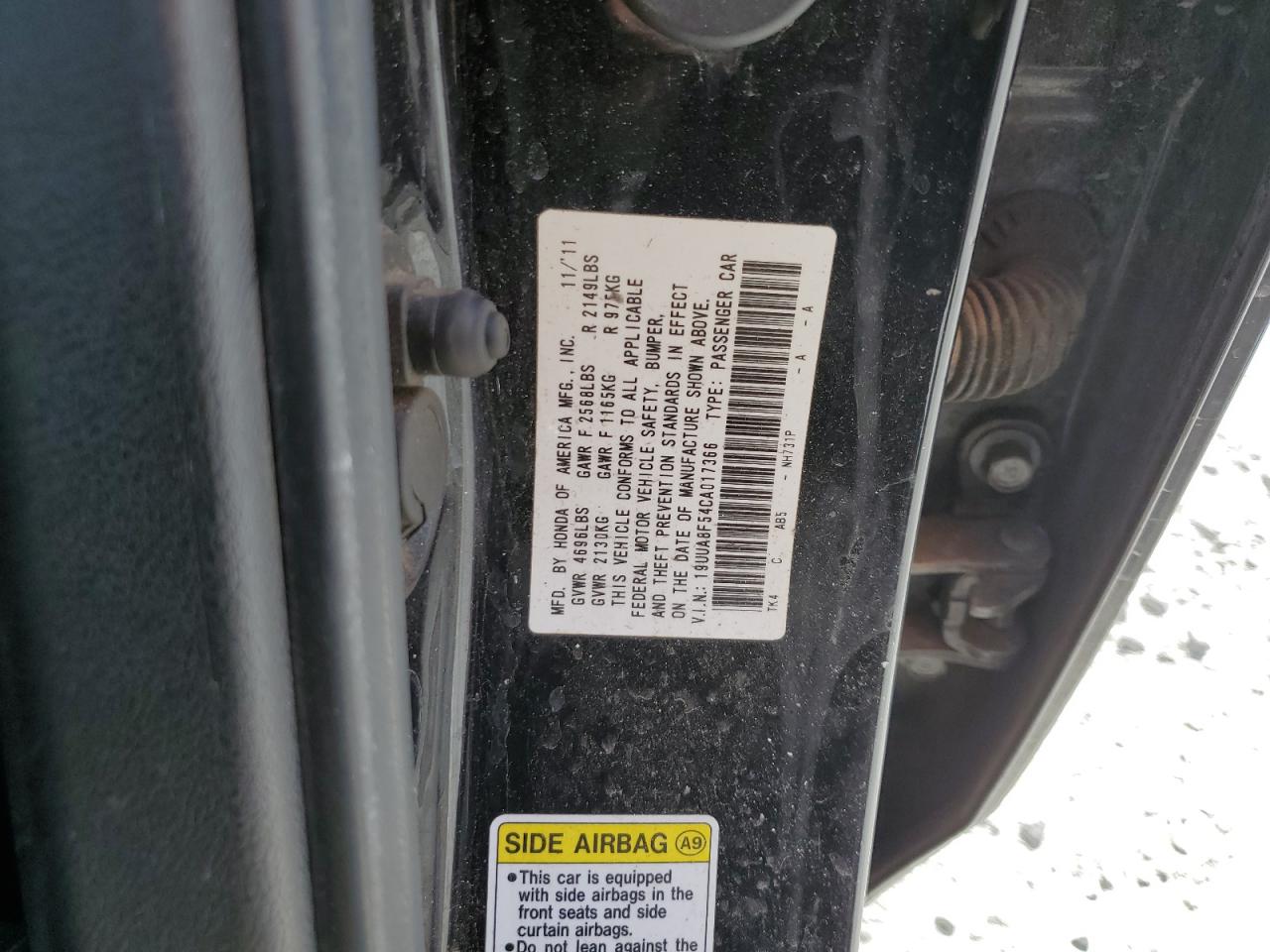 2012 Acura TL VIN 19UUA8F54CA017366 Copart auction photo, rear end damage thumbnail 14