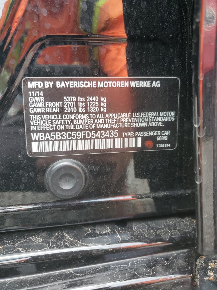 2015 BMW 5er VIN WBA5B3C59FD543435 Copart auction photo, side / rear end damage thumbnail 12