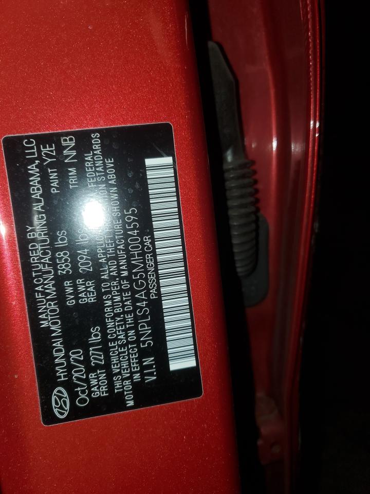 2021 Hyundai Elantra VIN 5NPLS4AG5MH004595 Copart auction photo, front end / side damage thumbnail 14
