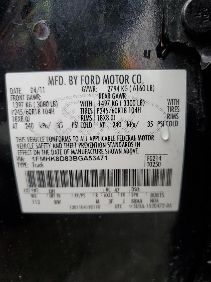 2011 Ford Explorer VIN 1FMHK8D83BGA53471 Copart auction photo, mechanical / minor dent/scratches damage thumbnail 13