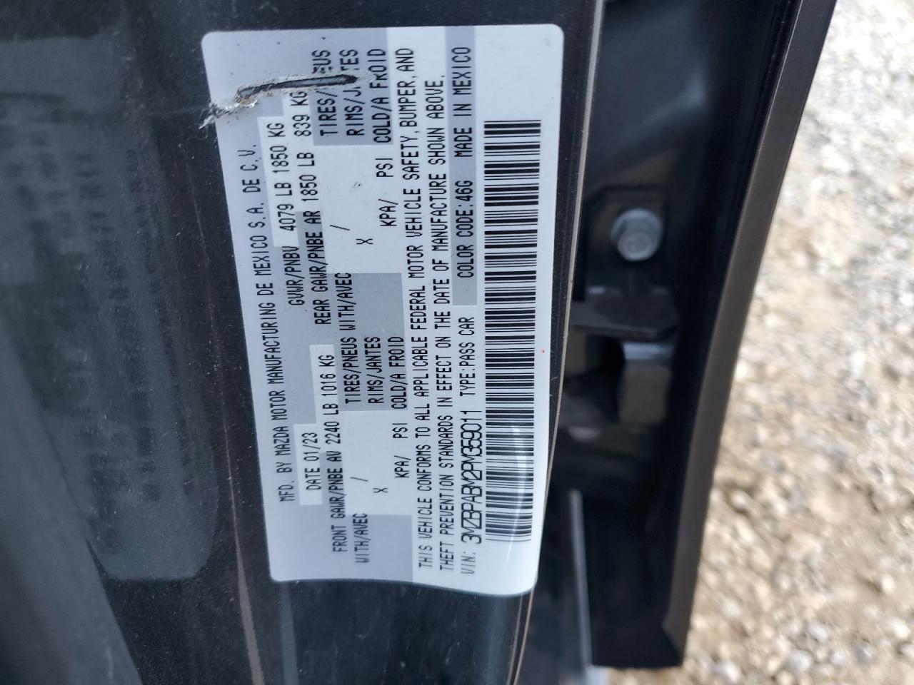 2023 Mazda 3 VIN 3MZBPABM2PM359011 Copart auction photo, all over / mechanical damage thumbnail 12