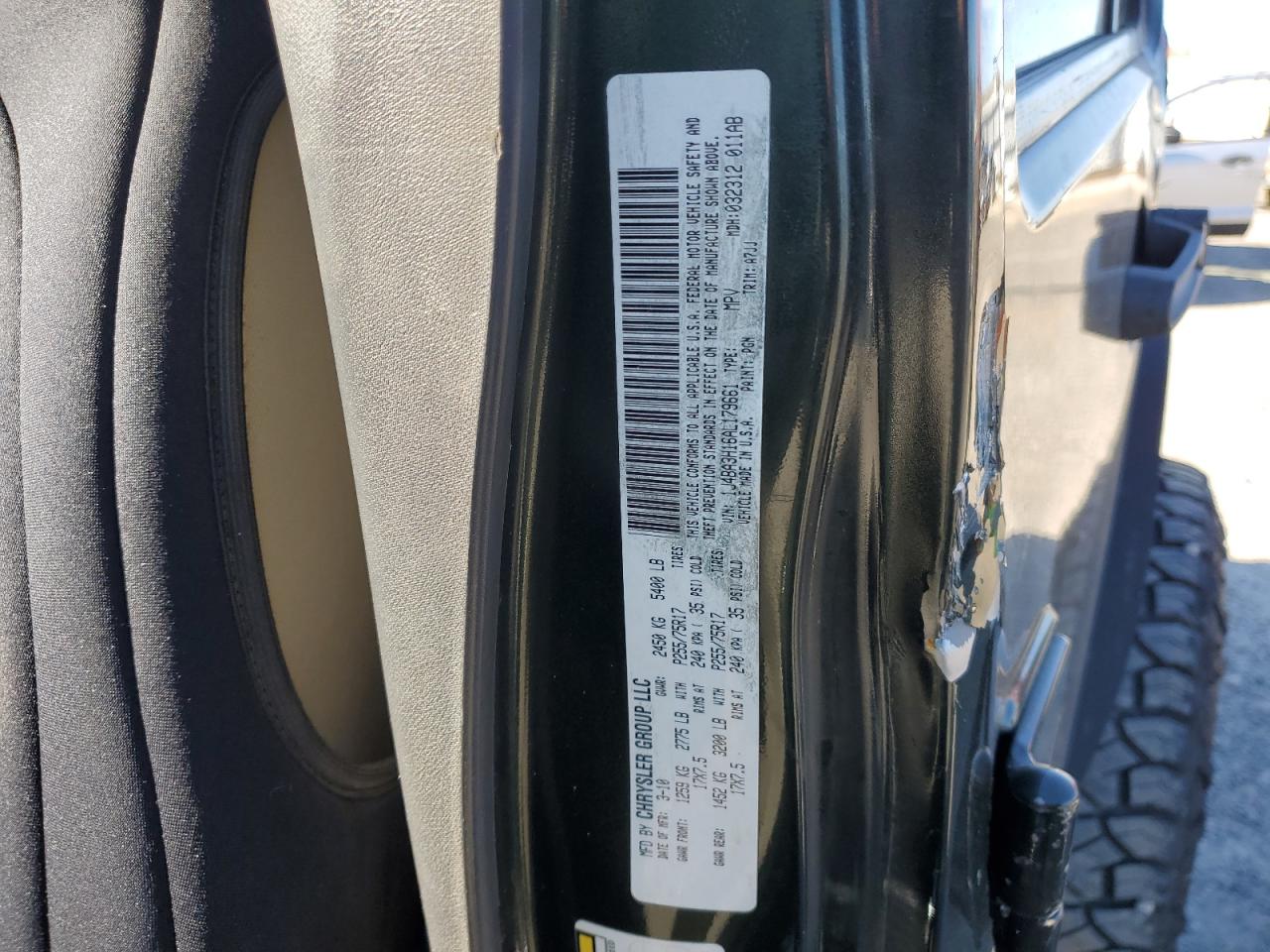 2010 Jeep Wrangler VIN 1J4BA3H16AL179661 Copart auction photo, all over damage thumbnail 14