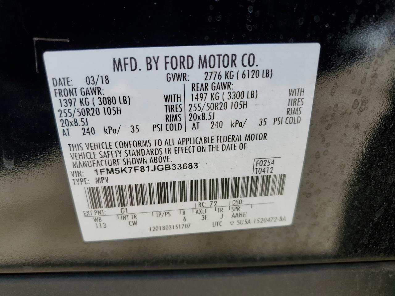 2018 Ford Explorer VIN 1FM5K7F81JGB33683 Copart auction photo, side damage thumbnail 13