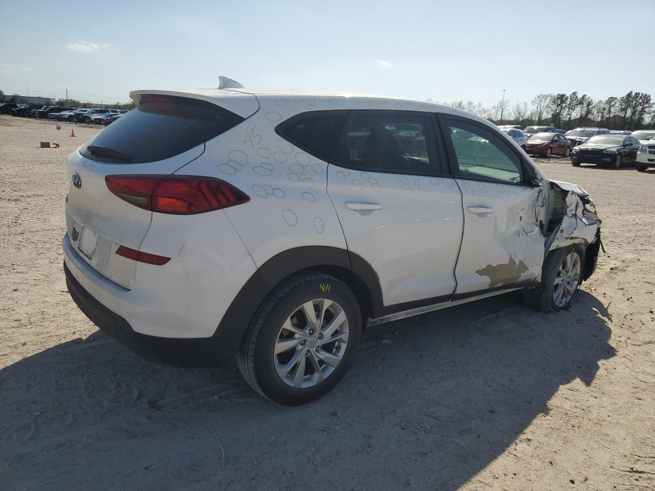 2019 Hyundai Tucson VIN KM8J23A44KU032622 Copart auction photo, front end / side damage thumbnail 3
