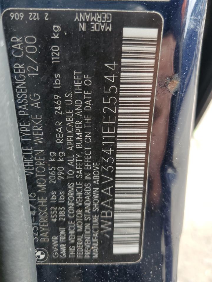 2001 BMW 3er VIN WBAAV33411EE25544 Copart auction photo, top/roof damage thumbnail 14
