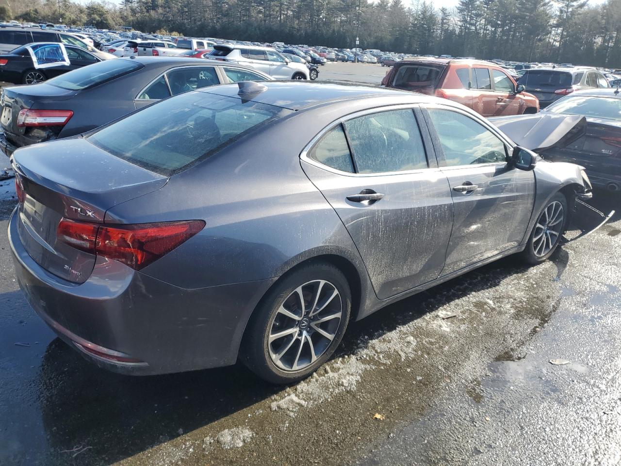 2017 Acura TLX VIN 19UUB3F58HA000593 Copart auction photo, front end / side damage thumbnail 3
