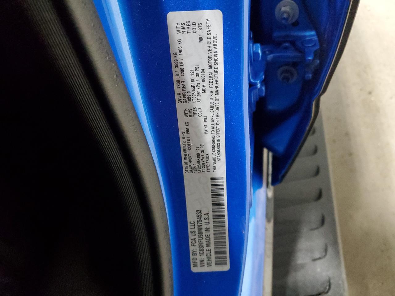 2021 RAM 1500 VIN 1C6SRFU98MN754533 Copart auction photo, front end damage thumbnail 13