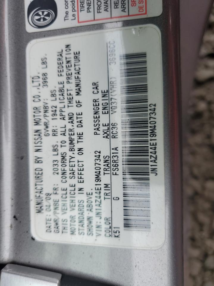 2009 Nissan 370Z VIN JN1AZ44E19M407342 Copart auction photo, rear end damage thumbnail 13