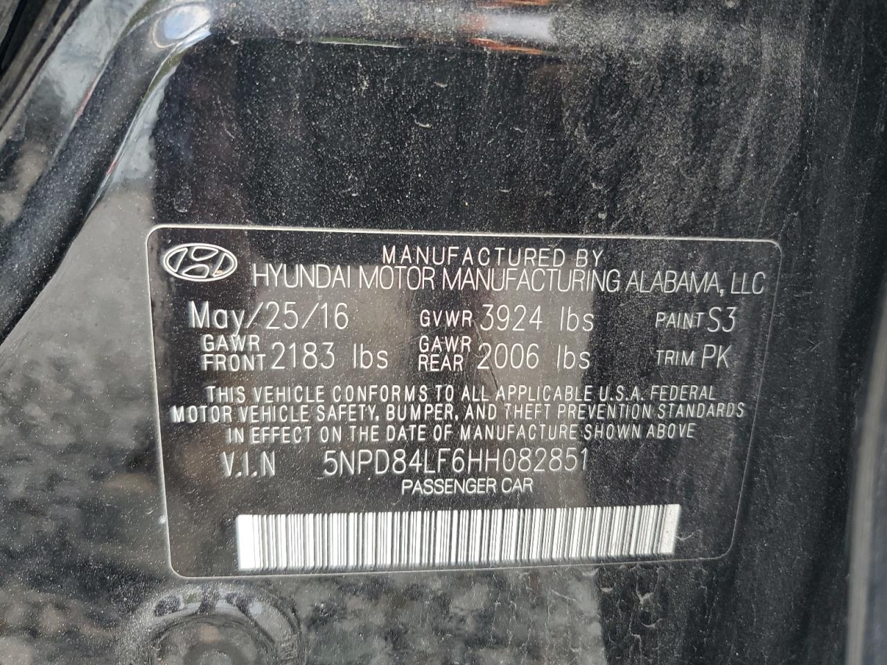 2017 Hyundai Elantra VIN 5NPD84LF6HH082851 Copart auction photo, rear end damage thumbnail 13