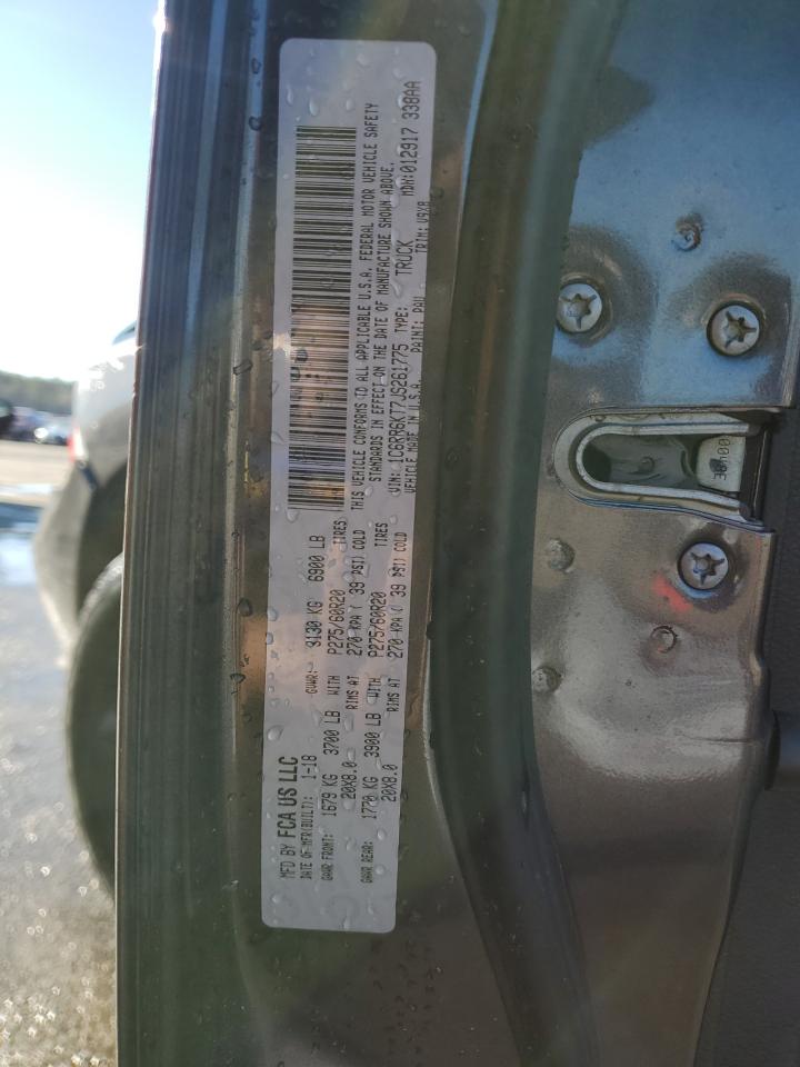 2018 RAM 1500 VIN 1C6RR6KT7JS261775 Copart auction photo, all over damage thumbnail 13
