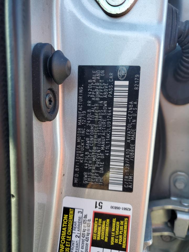 2020 Toyota Camry VIN 4T1L11AK2LU917644 Copart auction photo, front end damage thumbnail 13