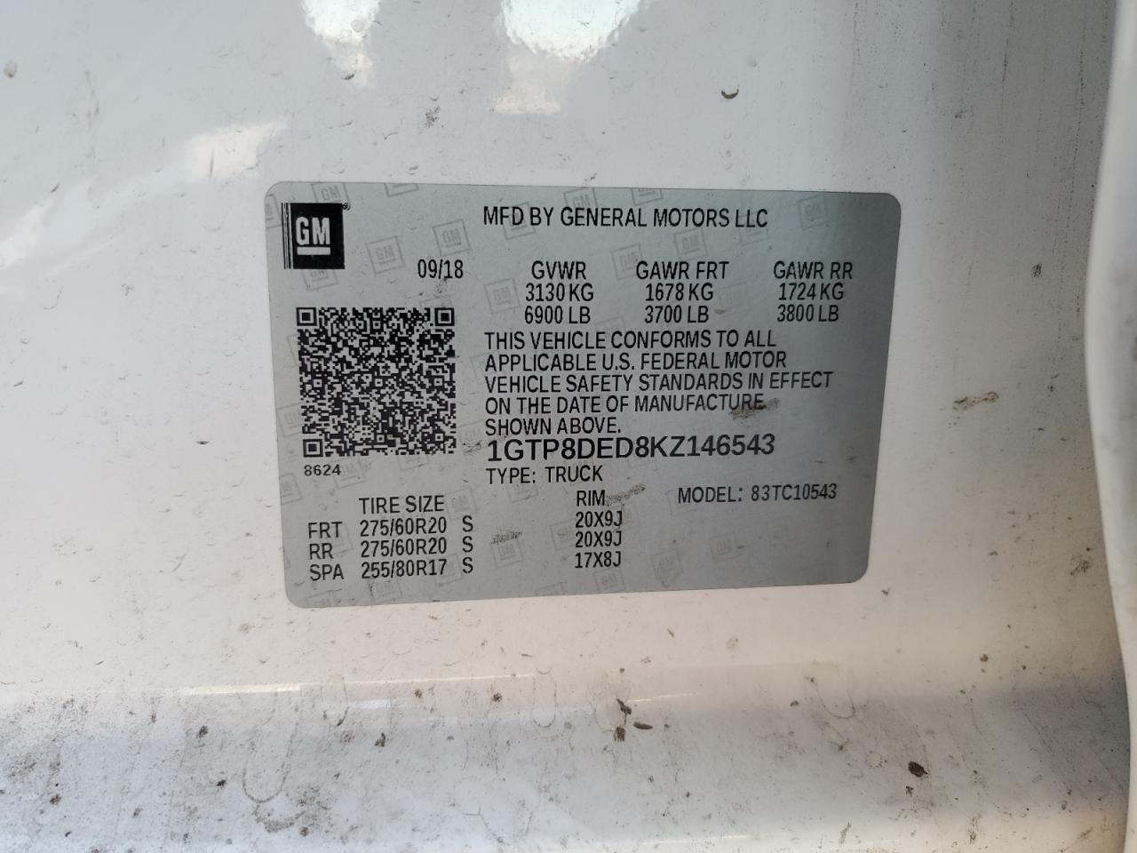2019 GMC Sierra VIN 1GTP8DED8KZ146543 Copart auction photo, undercarriage damage thumbnail 13